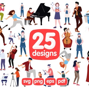 25 Künstler Clipart Bundle, Fotograf, Pianist, Musiker, Künstler, Geiger, Gamer, Makeup Artist, Friseur, Tänzerin, Svg, Png, Eps