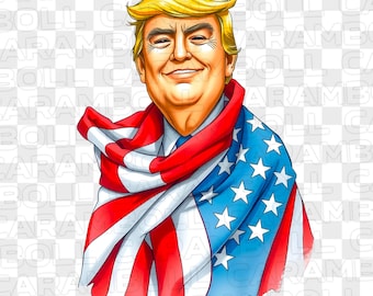 Trump con la bandera estadounidense PNG