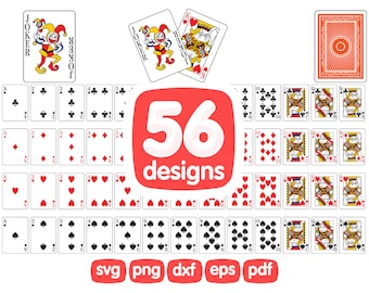 56 Playing Cards Clipart, Playing Cards svg, Casino Clipart, Poker Clipart, Poker Cards svg, Playing Cards Printable