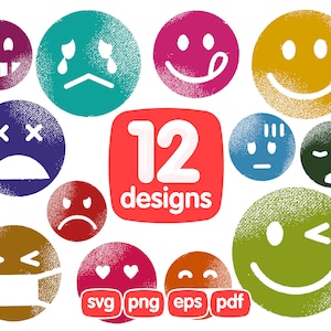 12 Emotion Clipart Bundle, Emoji Clipart, Smiles Clipart, Emotion Graphics, Emotion Images, Emotion illustration, Emotion Png, Emotion Eps