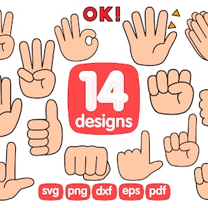 14 vingergebaren Clipart-bundel, gebarentaalclipart, handgebaren clipart, hand svg, handafbeeldingen, handafdruk, wijzende vinger