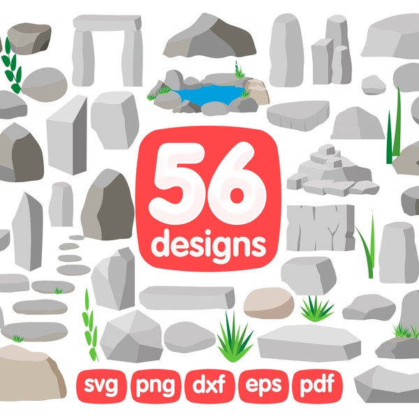 56 Stone clipart, Rocks clipart, River Rocks Clipart, Boulders Clipart, Stone png, Stone print, Stone eps, Stone vector, Stone printable