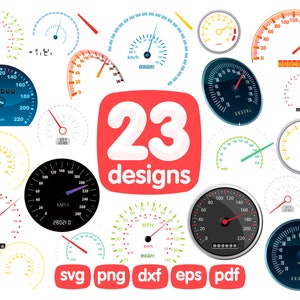 23 Snelheidsmeter Clipart Bundel, racen svg, kilometer svg, snelheidsmeter pictogram svg, snelheidsmeter vector, snelheid svg, snelheidsmeter