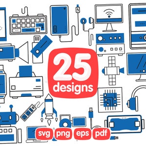 25 Technik Clipart Bundle, Technik Icons Svg