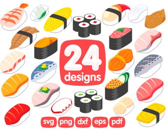 24 Sushi Clipart, Food Clipart, Japanese Clipart, Sushi Roles svg, Sushi Svg, Sushi Cute Clipart, Sushi Cricut, Sushi Image, Sushi Download
