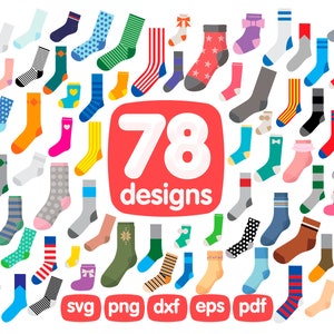 78 Socks Clipart Bundle, Christmas Socks svg, Fashion Clipart, Colorful Socks svg, Socks Vector, Knitted Socks Clipart, Socks Illustration