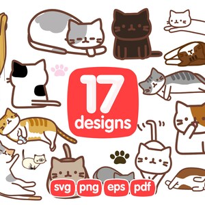 77 Cute Cat Clipart Bundle, Cat Images, Cat Printable, Cat Digital, Cat Illustration, Cat Graphics, Cat Icons, Cat Sublimation, Cat Print
