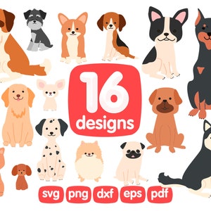 16 Dogs Clipart Bundle, Puppy Clipart, Animal Clipart, Pet Clipart, Digital Clipart, Dogs Svg, Puppies Clipart, Pug Clipart, Scrapbooking