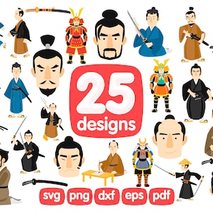 25 Samurai Clipart Bundle, Samurai Png, Samurai Images, Samurai Illustration