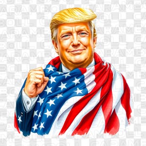 Donald Trump Covered in American Flag PNG