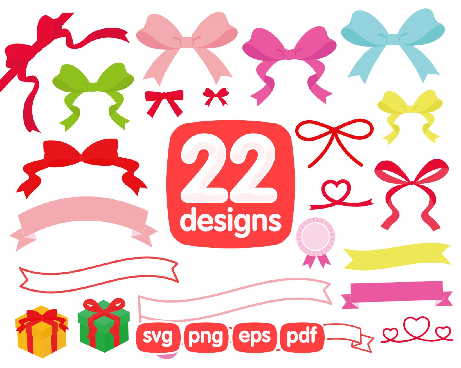 22 Ribbon Clipart Bundle, Ribbon Png, Ribbon Eps, Ribbon Svg, Ribbon ...