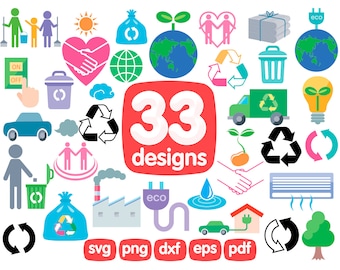 33 Eco Icons Clipart Bundle, Earth Day Clipart, Eco Friendly Clipart, Recycling Clipart, Recycle Clipart, Ecology Clipart, ecological