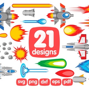 21 Shooting Space Ship Clipart Svg, Png, Svg, Cricut, Images, Printable, Illustration, Graphics, Icons, Sublimation, Pattern, Print, Cartoon
