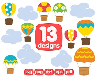 13 気球クリップアート、SVG 熱気球クリップアート 気球カット ファイル SVG PNG DXF EPS ベクター 気球クリップアート サーキット 気球