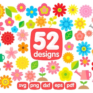 52 Flowers Clipart Bundle, Paper Flower Clipart, Floral Clipart, Wedding Flowers Clipart, Flower Graphics, Flowers Png