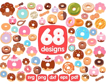 68 Donuts Clipart Bundle, Dessert Clipart, Donut Svg, Doughnut Clipart, Donut Graphics, Cake Clipart, Bakery Clipart, Donut Cut, Donut Png
