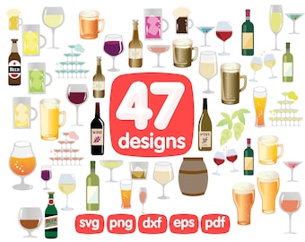 47 Alcohol Clipart Bundle, Drink Clipart, Party Clipart, Wine Clipart, Beer Clipart, Cocktail Clipart, Champagne Clipart, Alcohol png