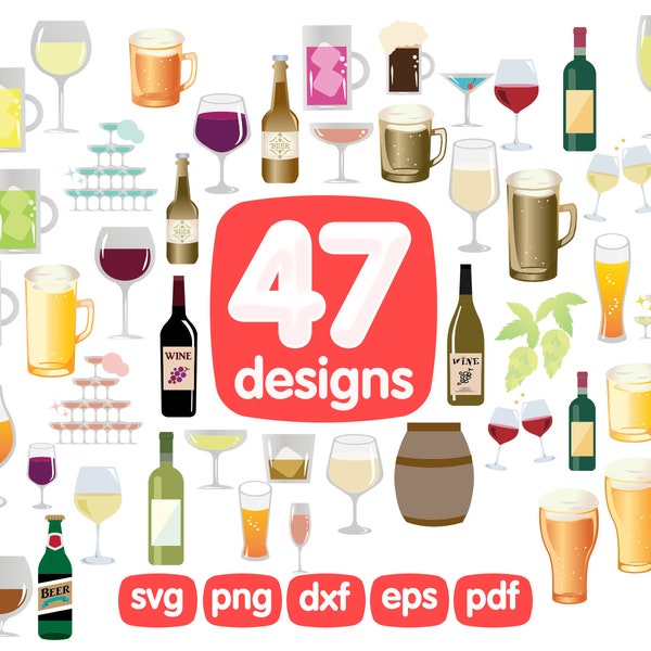 47 Alcohol Clipart Bundle, Drink Clipart, Party Clipart, Wine Clipart, Beer Clipart, Cocktail Clipart, Champagne Clipart, Alcohol png