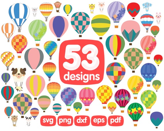 53 Hot Air Balloon Clipart Bundle, Hot Air Balloon Cut File, Hot Air Balloon Cricut, Hot Air Balloon Silhouette,Hot Air Balloon Png