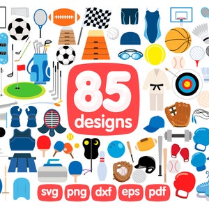 85 Sports Clipart Bundle, Soccer Clipart, Baseball Clipart, Football Clipart, Tennis Clipart, Fitness Clipart, Golf Clipart, Bowling Clipart