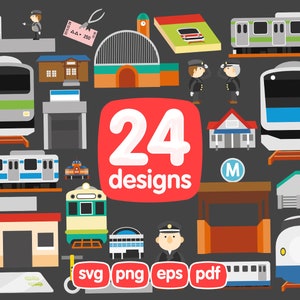 24 Rain Station Clipart Bundle, Terminus, Station House, Ttram Stop, Svg, Cricut, Print, Png, Images, Vector, Eps