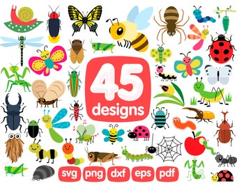 45 Insect Clipart, Butterfly Clipart, Dragonfly Clipart, Spider Clipart, Bee Clipart, Ant Clipart, Bugs Clipart, Ladybug Clipart