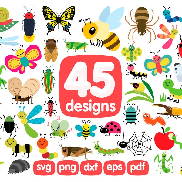 45 Insect Clipart, Butterfly Clipart, Dragonfly Clipart, Spider Clipart, Bee Clipart, Ant Clipart, Bugs Clipart, Ladybug Clipart