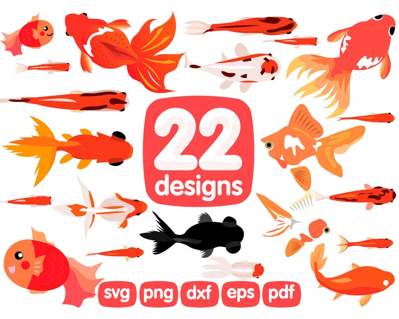 22 Gold Fish Clipart Bundle, fish clipart, goldfish svg, gold fish svg, fish png, goldfish bowl, goldfish bowl, goldfish vector image 1