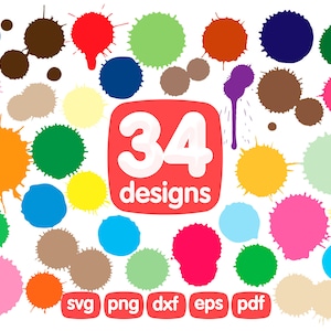 34 Paint Drop Clipart Bundle, Paint Sstroke, Paint Splatter, Paint Splash, Paint Streak, Splashes Clipart
