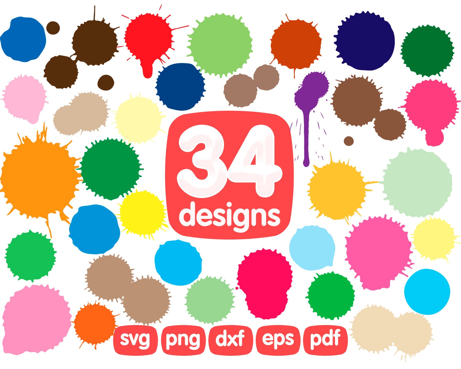 PAINT DROP CLIPART paint strokes svg paint splatters Etsy