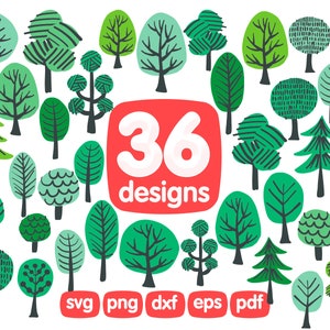 36 Tree Clipart Bundel, Dennenboom Clipart, Pine Clipart, Boom SVG, Boom Vector, Forest Clipart, Kerstboom Clipart, Green Forest Clipart