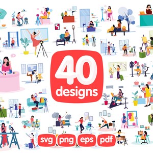 40 Blogger Clipart Bundle, Blogger, Png, Template, Illustration, Highlights, Sticker, Highlight Cover, Clipart, Instant Download