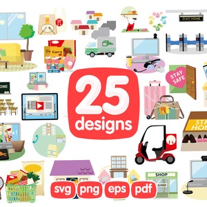 25 Stay Home Clipart, Stay Safe svg, Stay Home Png, Stay Home Vector, Stay Home Illustration, Stay Home Svg, Stay Home Bundle, Stay Home Eps