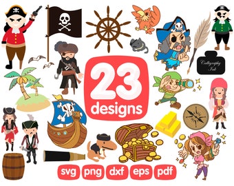 23 Pirate Clipart Bundle, pirate party, pirate ship svg, pirate svg, pirate ship clipart, pirate birthday, pirate parrot, pirate vector