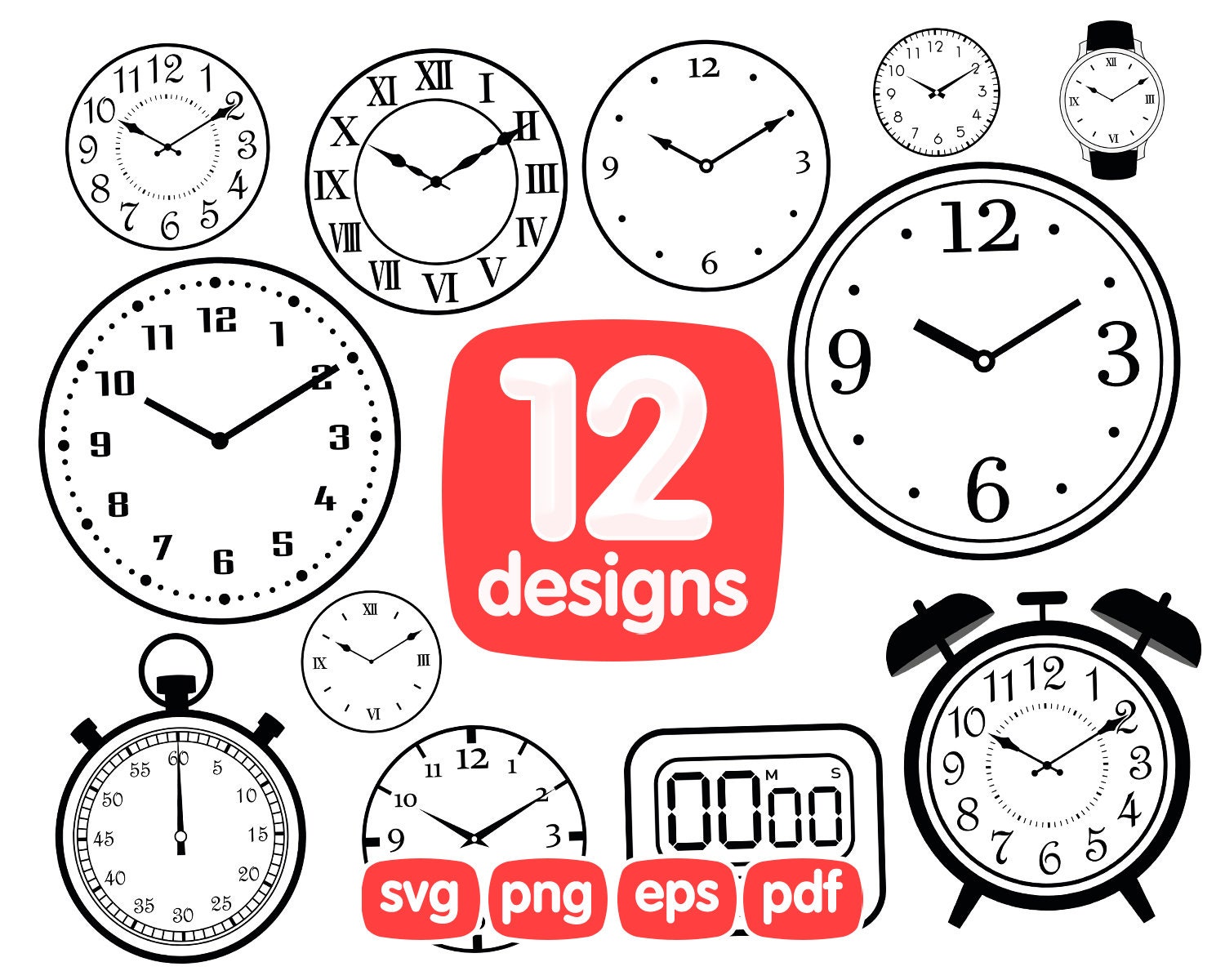 CLOCK CLIPART Bundle Clock Png Clock Images Clock Etsy
