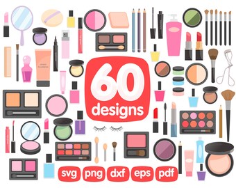60 Cosmetics Clipart Bundle, Makeup Clipart, Beauty Clipart, Fashion Clipart, Cosmetic Clipart, Make Up Clipart, Nail Polish, Perfume