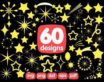 60 Stars Clipart Bundle, estrellas svg, estrellas png, estrellas digitales, estrellas de oro svg, estrellas vectoriales, estrellas svg archivo, estrellas imprimibles estrellas cricut