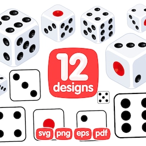 12 Dice Clipart Bundel, Dice Png, Dice Svg, Dice Eps, Dice Pdf, Dice Images, Dice Illustration, Dice Graphics, Dice Print, Dice Cut bestand
