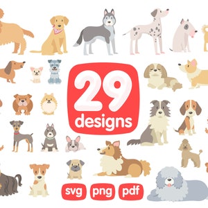 29 Dogs Clipart Bundle, Pet Clipart, Puppy Clipart, Animal Clipart, Dachshund Clipart, Cute Dog Clipart, Dog Sublimation, Dog illustration