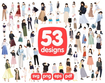 53 Girls Fashion Clipart Bundle, Fashion Clipart, Watercolor Clipart, Svg, Instant Download, Scrapbooking, Digital Download