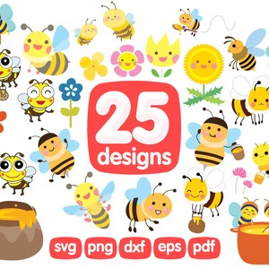 25 Bee Clipart Bundle, Honey Bee Clipart, Bbee Svg, Bee silhouette, Queen Bee Svg Clipart, Bee Svg Bundle, Honeycomb Clipart, Printable