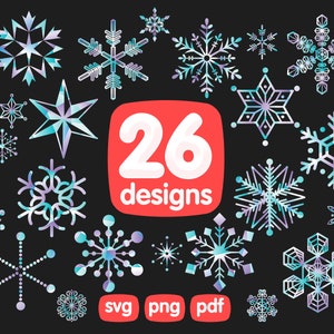 26 Snowflake Clipart Bundle, Flake Winter svg, Christmas svg, Winter svg, Christmas Snowflake svg, Silhouette Cut File, cricut cut files