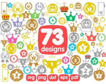 73 Gagnant Clipart Bundle, Gagnant, Trophée, Gagnant, Victoire, Médaille, Coupe du Vainqueur, Médaille, Prix