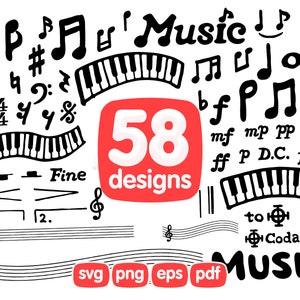 58 Musical Note Clipart Bundle, Musical Note Png, Musical Note Images, Musical Note Graphics, Musical Note Vector, Musical Note Png