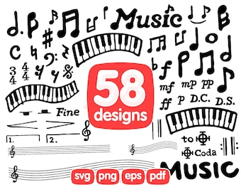 58 Musical Note Clipart Bundle, Musical Note Png, Musical Note Images, Musical Note Graphics, Musical Note Vector, Musical Note Png