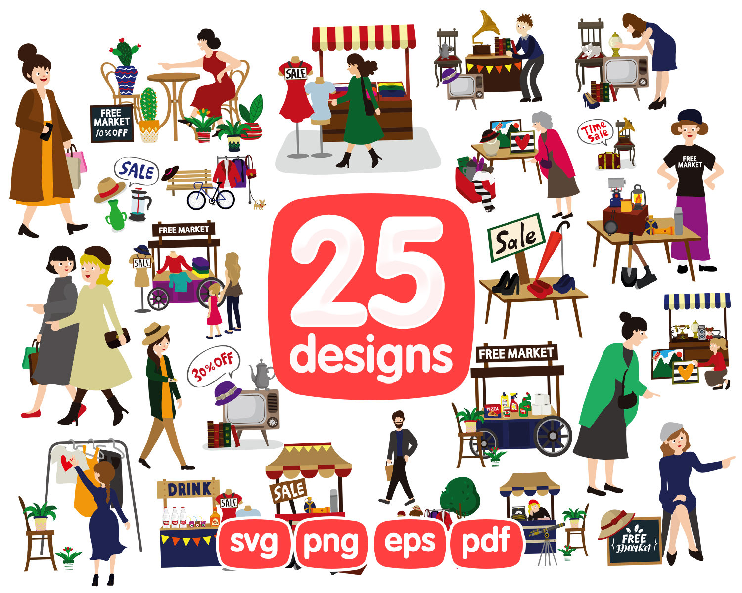 25 Flea Market Clipart Bundle Fair Clipart Bazaar Cliaprt - Etsy