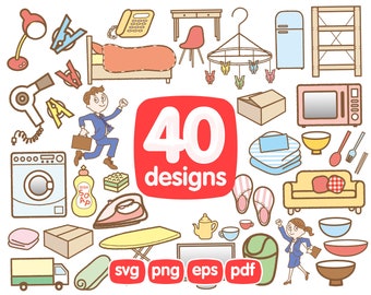 40 Home Furniture Clipart Bundle, Household Items Clipart