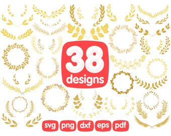 38 Decoration Clipart Svg, Wreath Svg, Laurel Wreath Svg, Floral Wreath Svg, Wreath Clipart, Monogram Frame Svg, Flower Wreath Svg Design