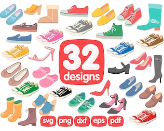 32 Shoes Clipart Bundle, shoe clipart, fashion clipart, high heel clipart, sneaker clipart, shoe png, clothing svg, wear svg design
