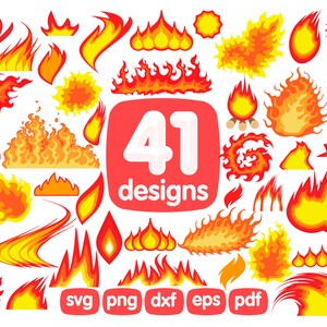 41 Fire Cliaprt Bundle, Flames Clipart